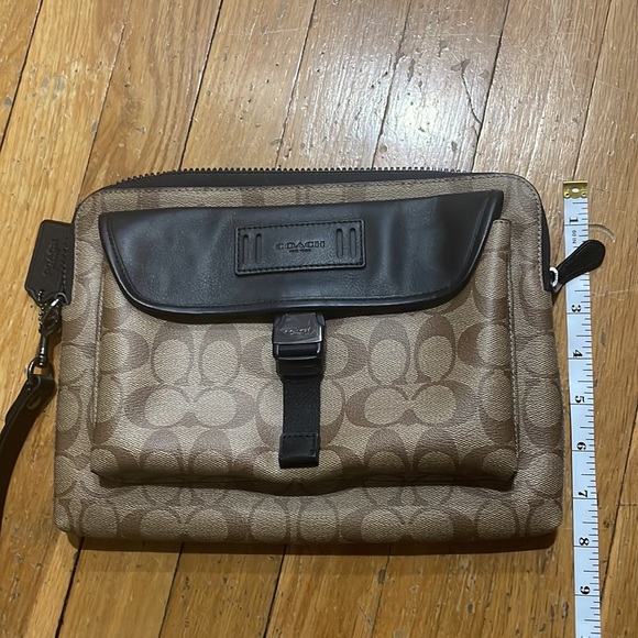 Coach portfolio bag black leather accents : signature Coach print - Picture 5 of 5